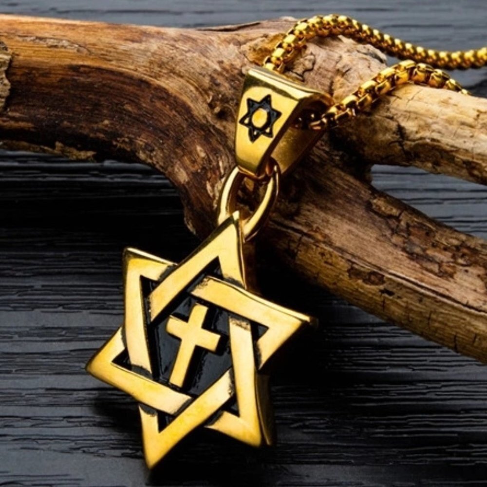 🎁✝CROSS POWERFUL STAR PENDANT GOLD COLOR NECKLACE - GIFT FOR LOVED, N90201P109
